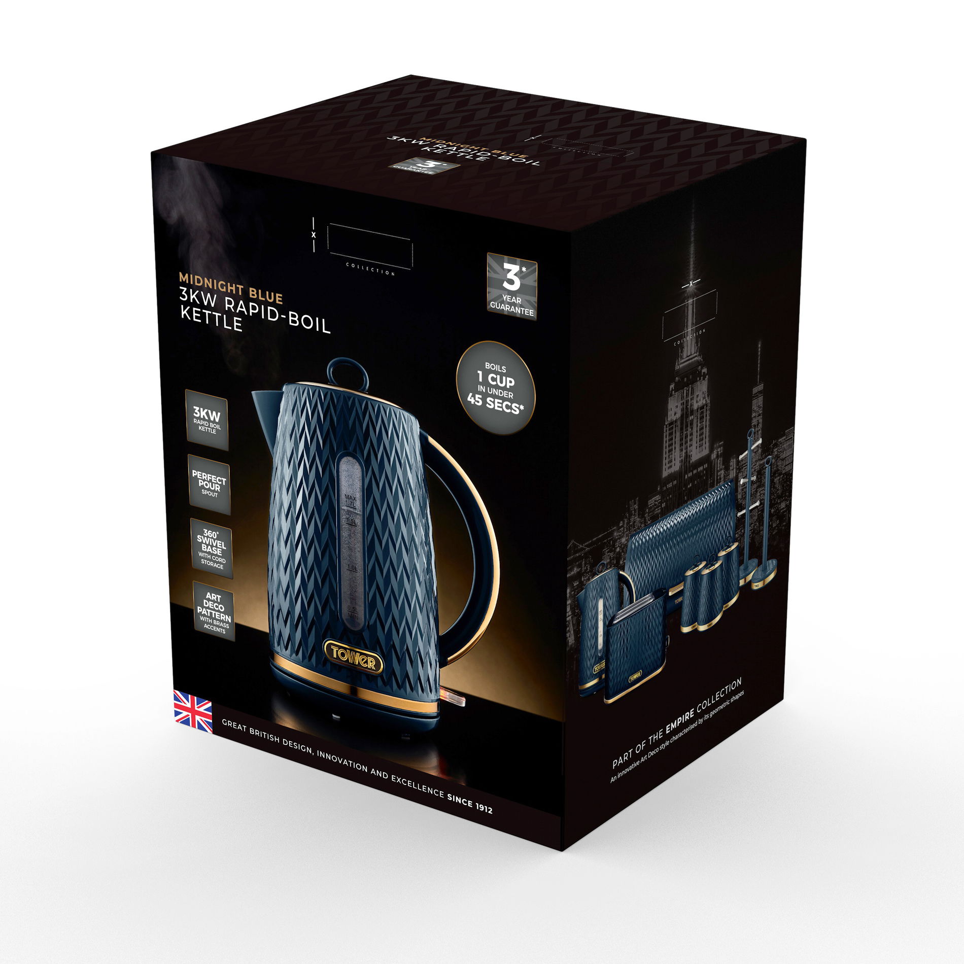 Bezdrôtová rýchlovarná kanvica TOWER EMPIRE 1,7 l