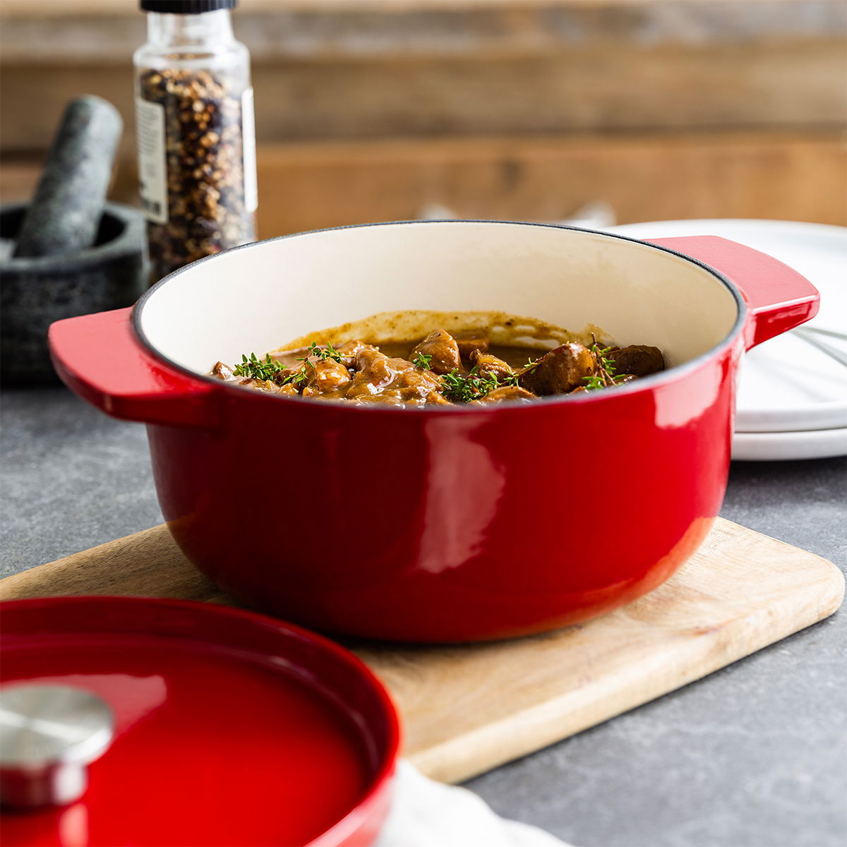 KITCHENAID Empire Red 3,3 l - garnek żeliwny z pokrywką