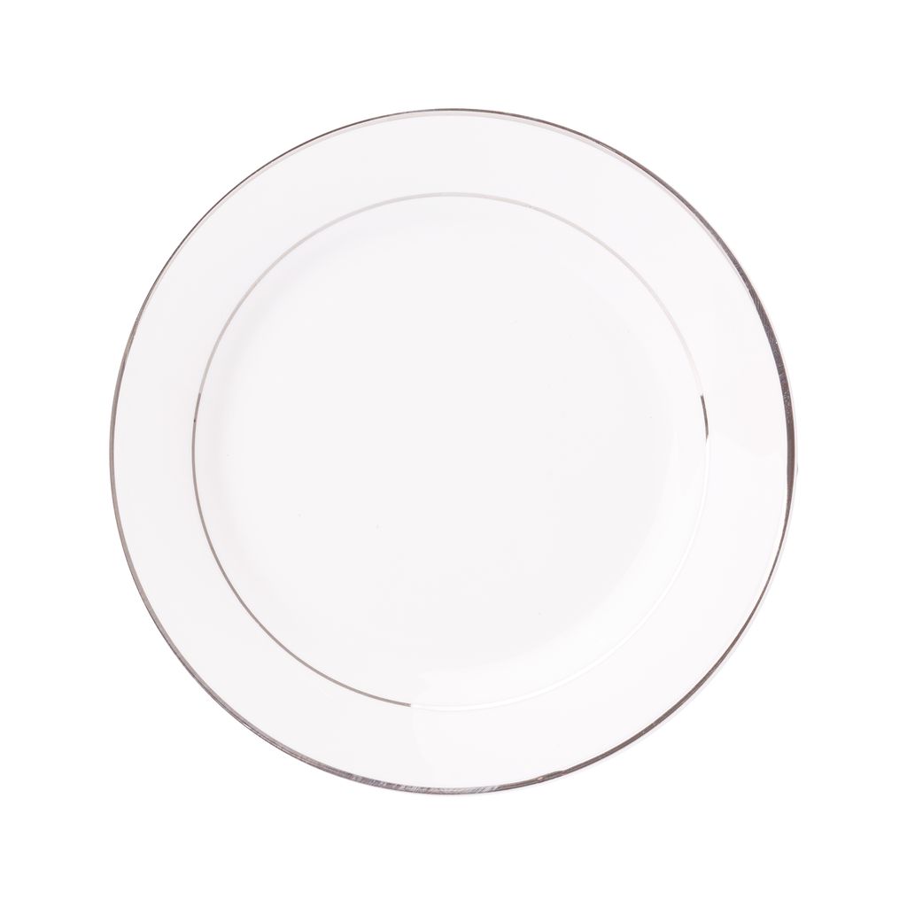 AMBITION Aura Silver 27 cm - plytký jedálenský tanier z porcelánu