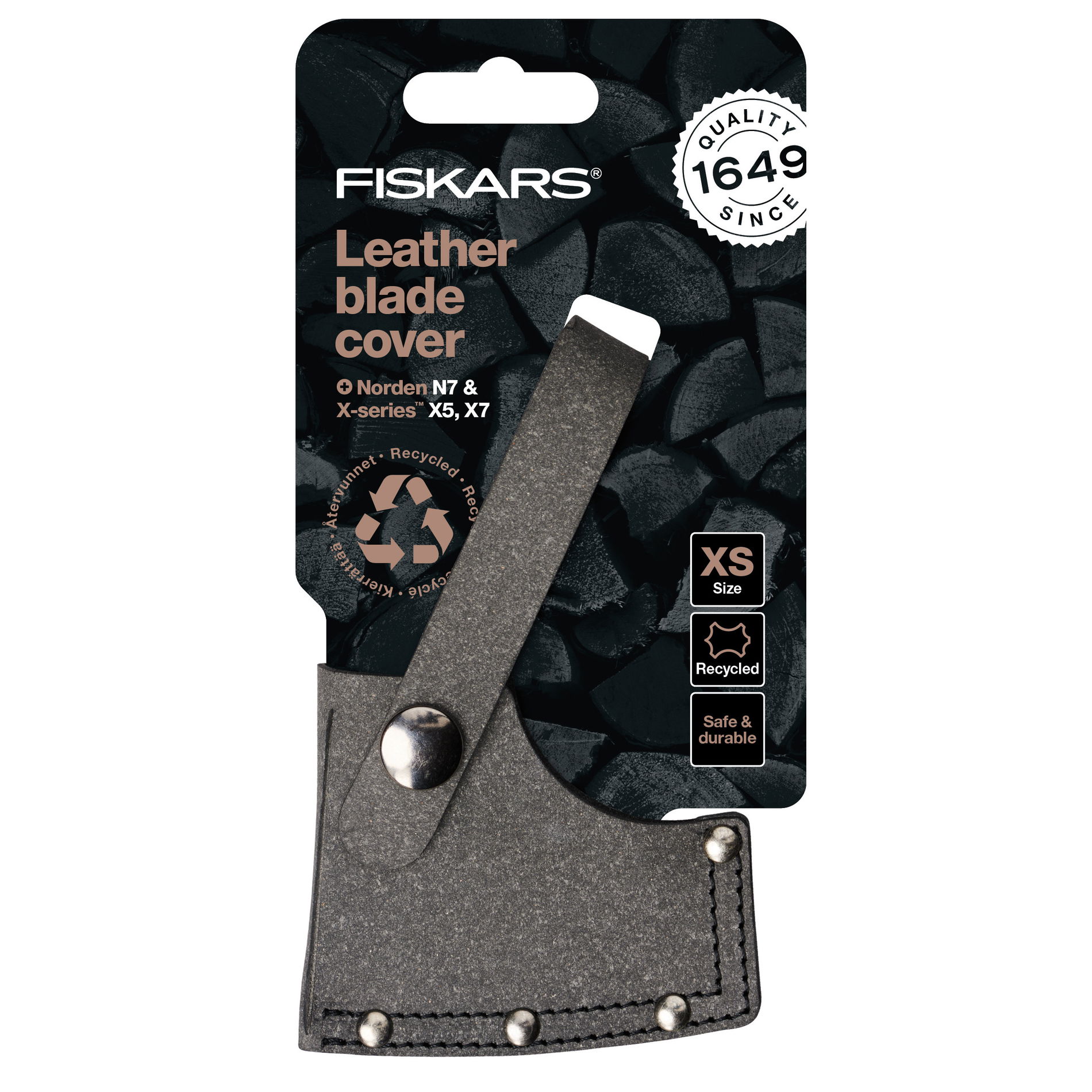 FISKARS Premium XS tmavosivá - kožený obal na čepeľ sekery