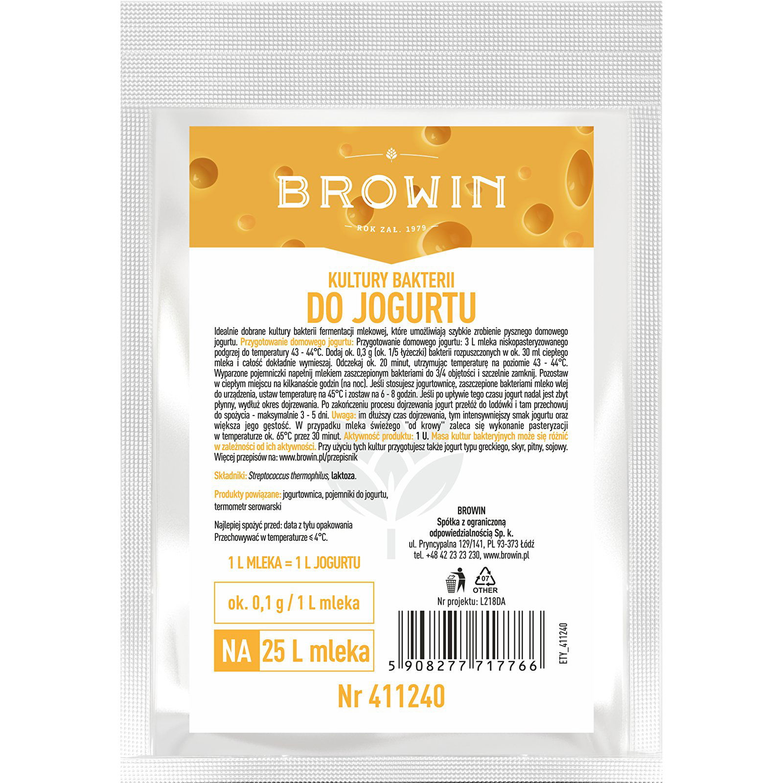 BROWIN Yoghurt 3 g - bakteriální kultury do jogurtu