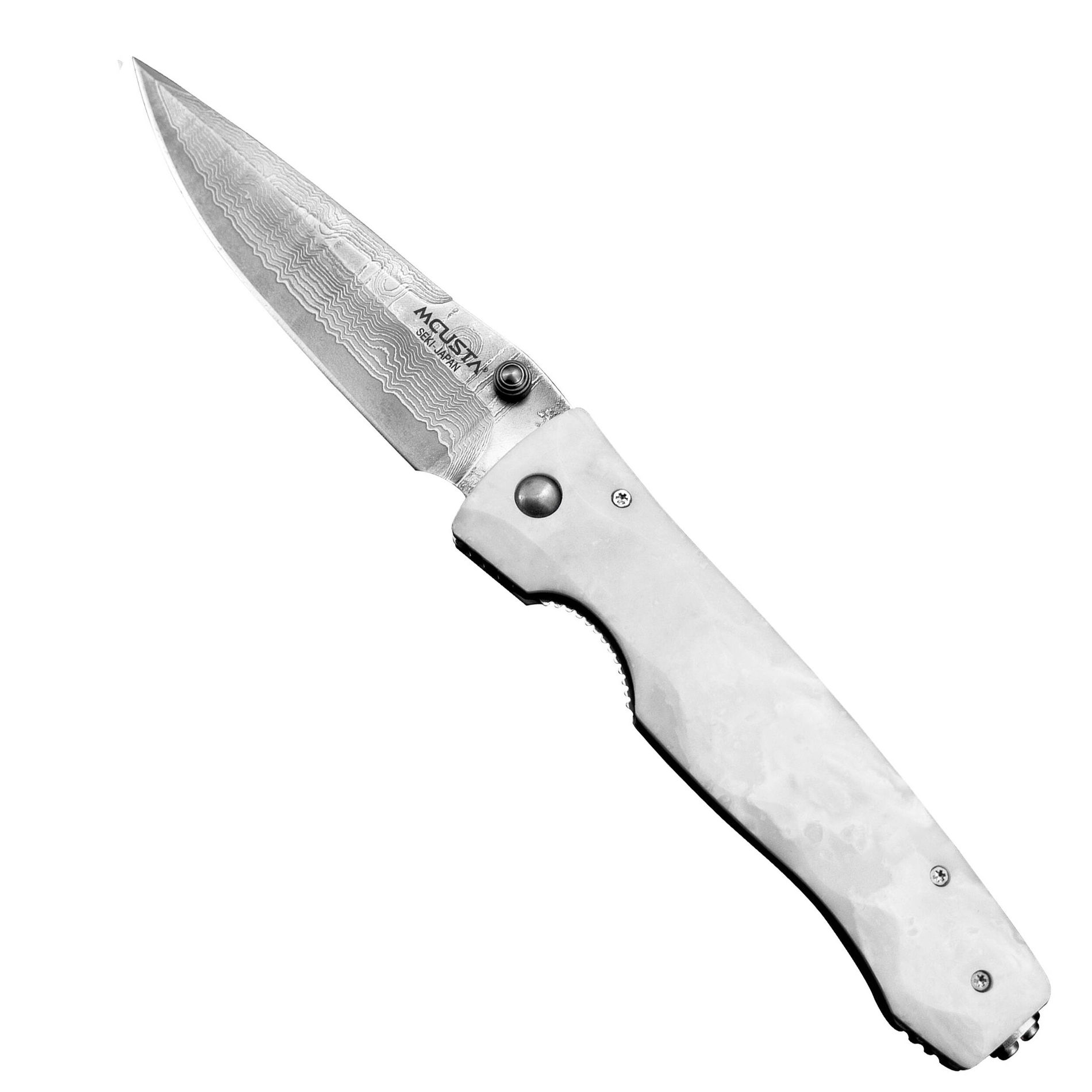 MCUSTA Elite Corian Damascus 8,5 cm - japoński nóż survivalowy składany ze stali damasceńskiej