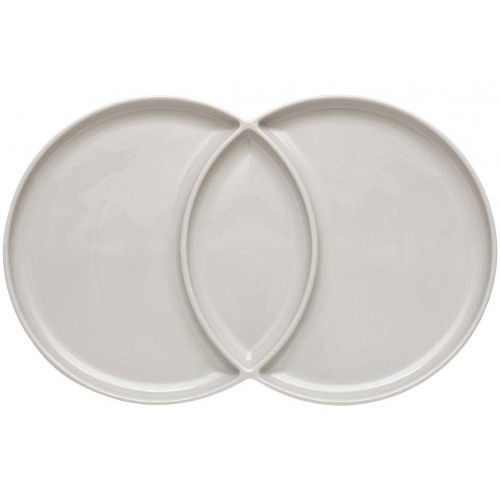 LADELLE Loop Serving Platter 42 x 26,5 cm jasnoszary - talerz do serwowania przekąsek porcelanowy