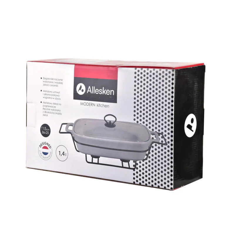 Naczynie ceramiczne z pokrywką i podgrzewaczem MODERN KITCHEN 1,4 l