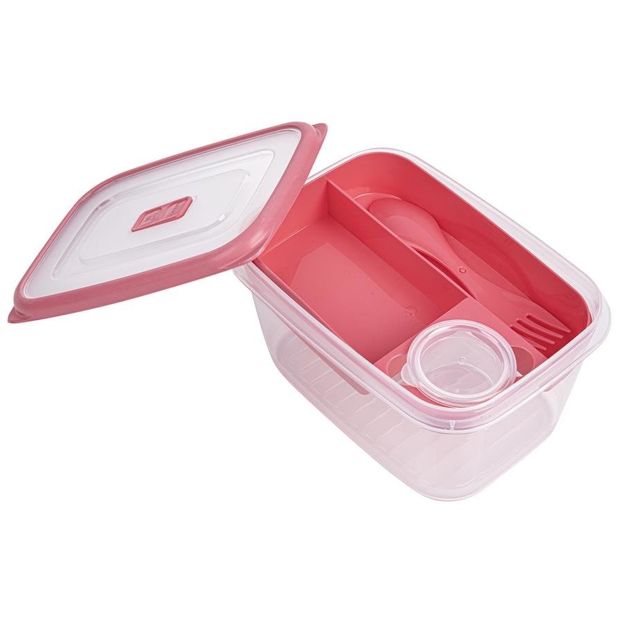 Box na oběd / dvoukomorový plastový box na snídani ACTIVE RED 1,7 l