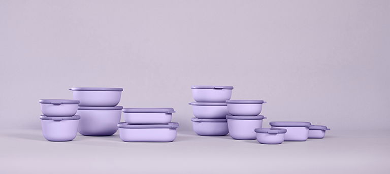 MEPAL Cirqula Nordic Lilac 3 ks - plastové kuchynské misky s vekami