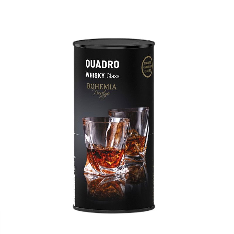 Křišťálové sklenice na whisky BOHEMIA QUADRO 340 ml 2 ks.