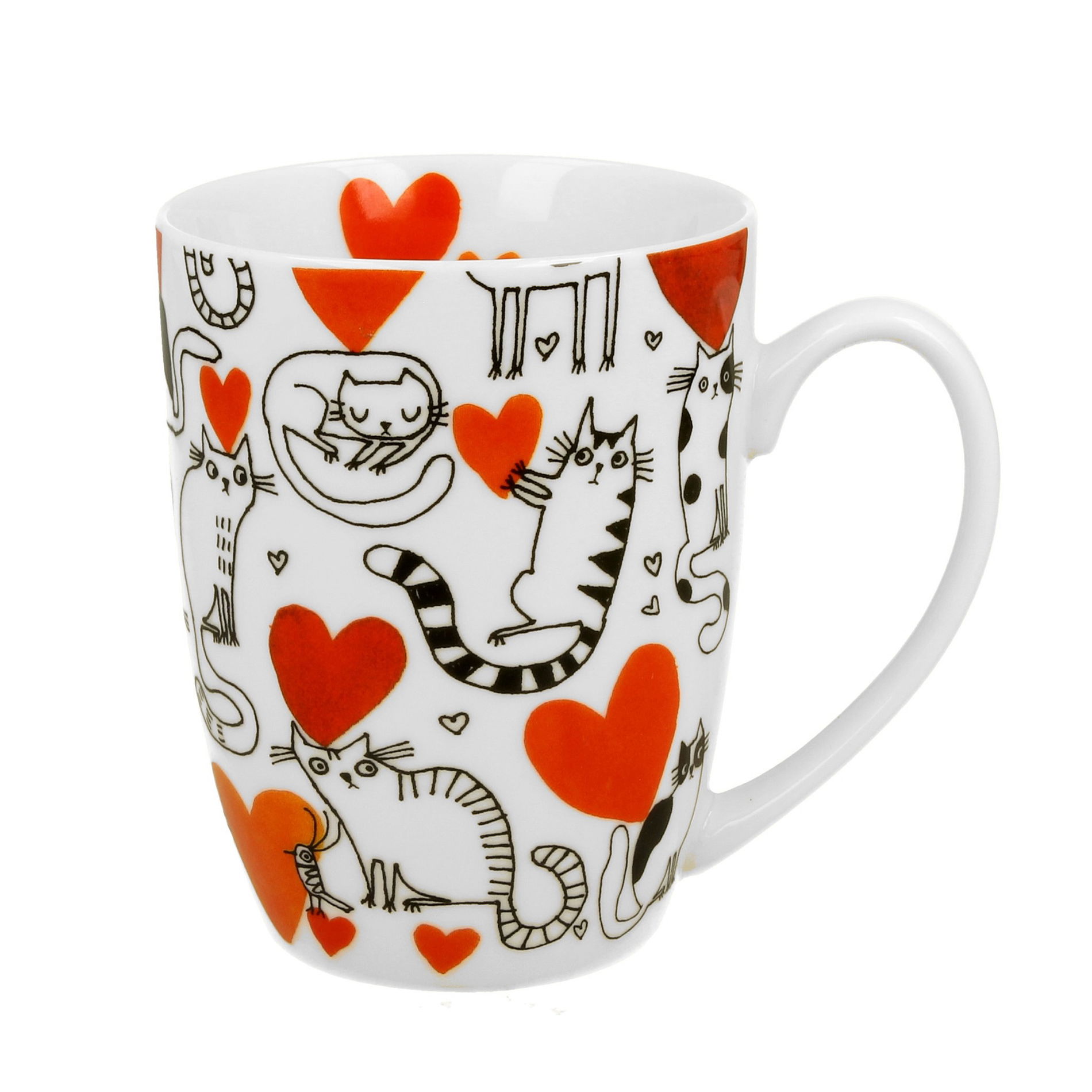 Porcelánový hrníček DUO ANIMALS KOCÍ SVĚT SRDCE 360 ml