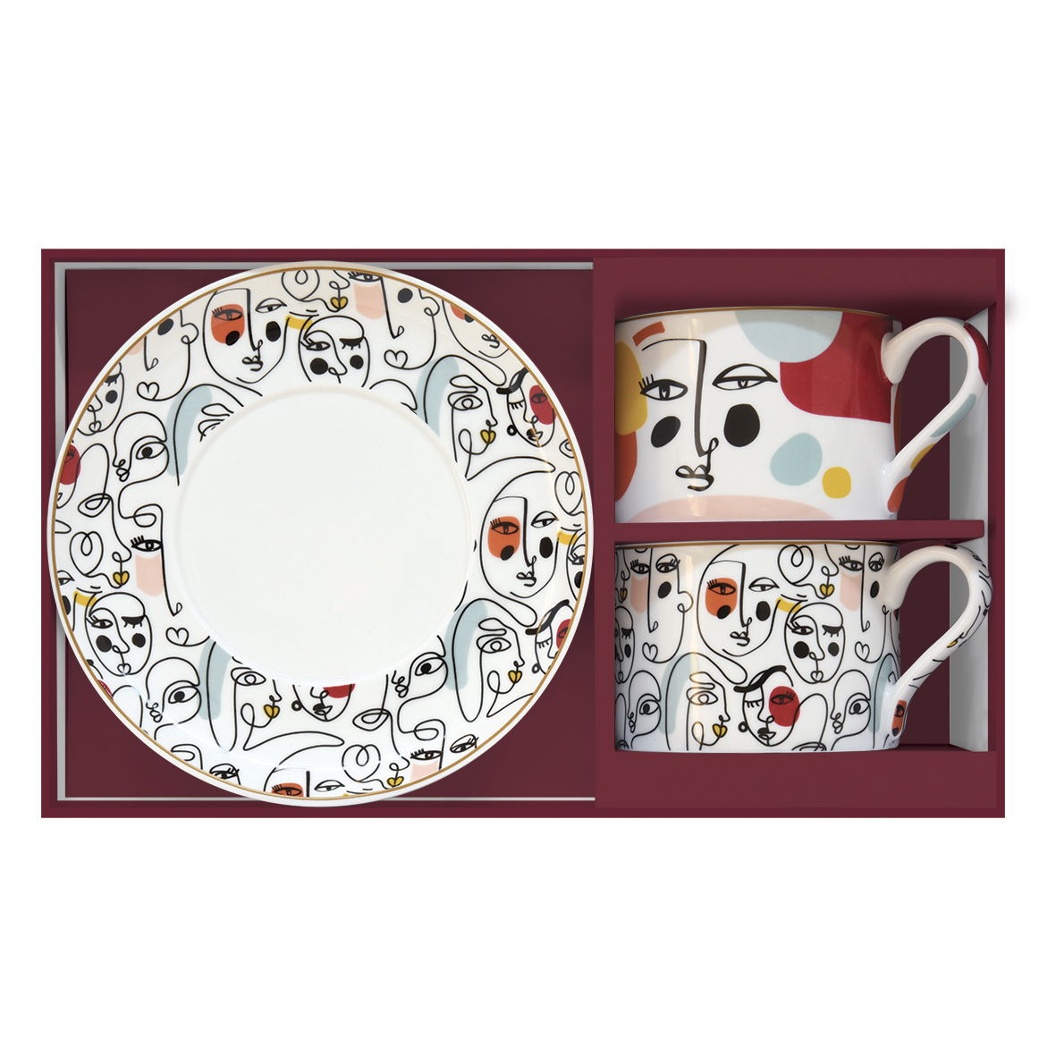 Porcelánové šálky na kávu a čaj s podšálky MODERNISM WHITE 240 ml 2 ks.