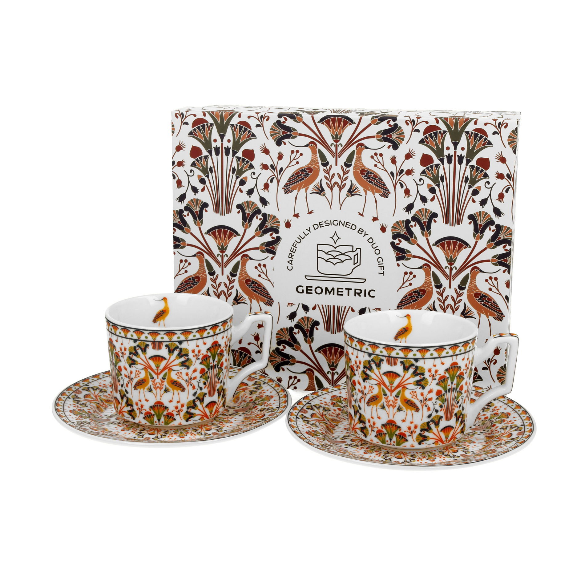 Porcelánové espresso šálky DUO GEOMETRIC HERON 120 ml 2 ks.