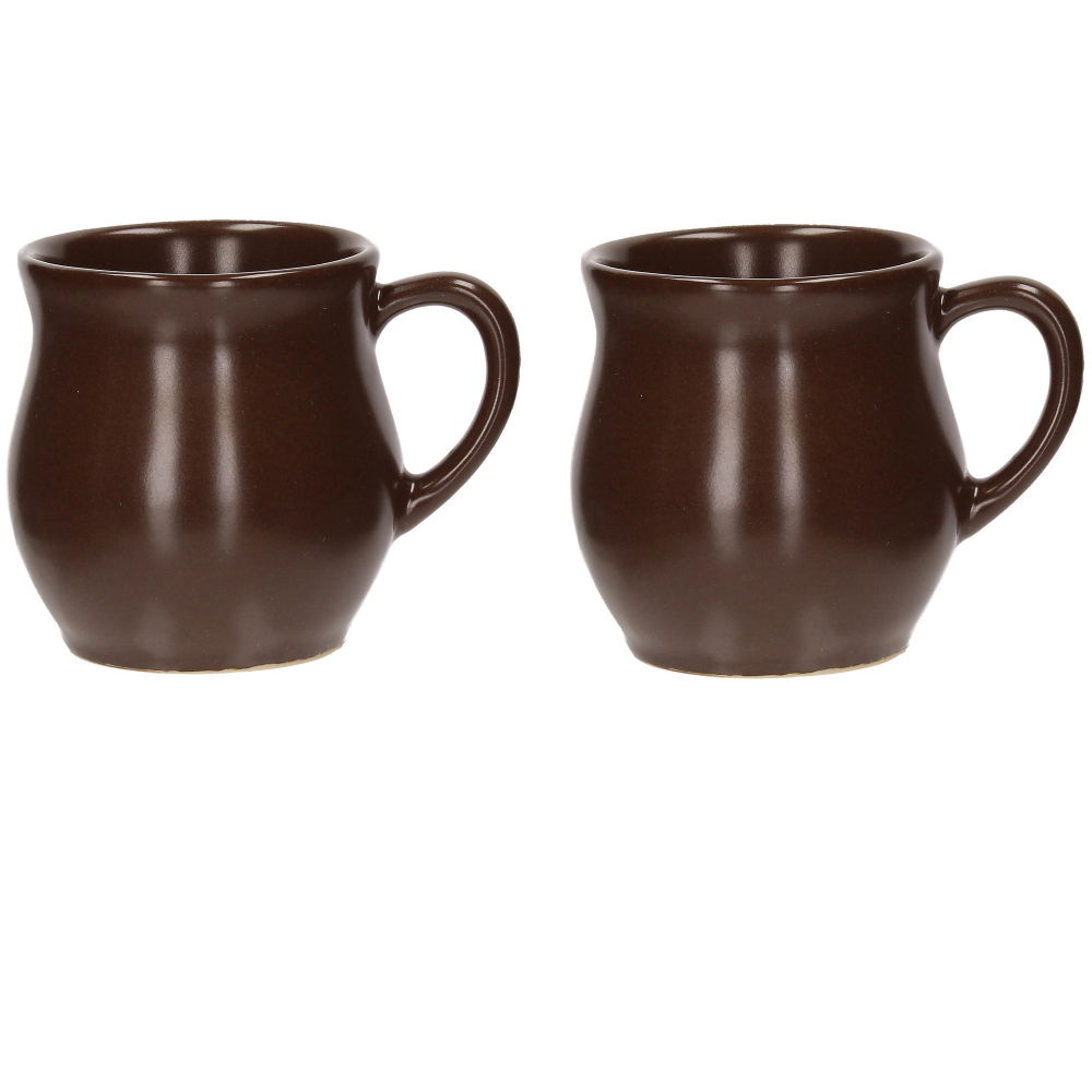 Kameninové hrnky na svařené víno s uchem KERA CERAMIKA TRIO hnědé 220 ml 2 ks