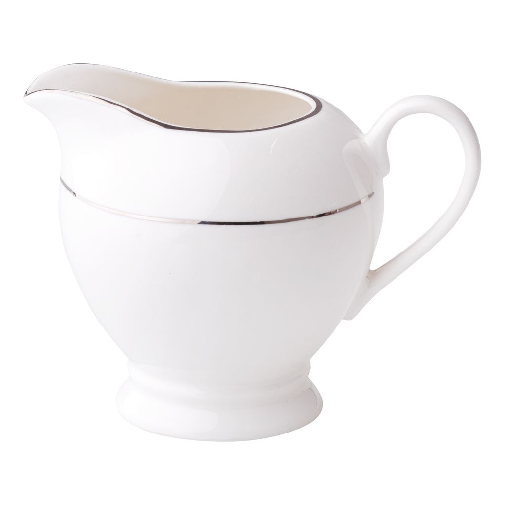 AMBITION Aura Silver 300 ml - porcelánový mliečnik / džbán na mlieko
