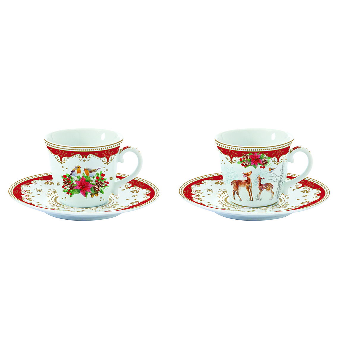 Porcelánové šálky na espresso s tanierikmi CHRISTMAS MELODY 80 ml 2 ks.