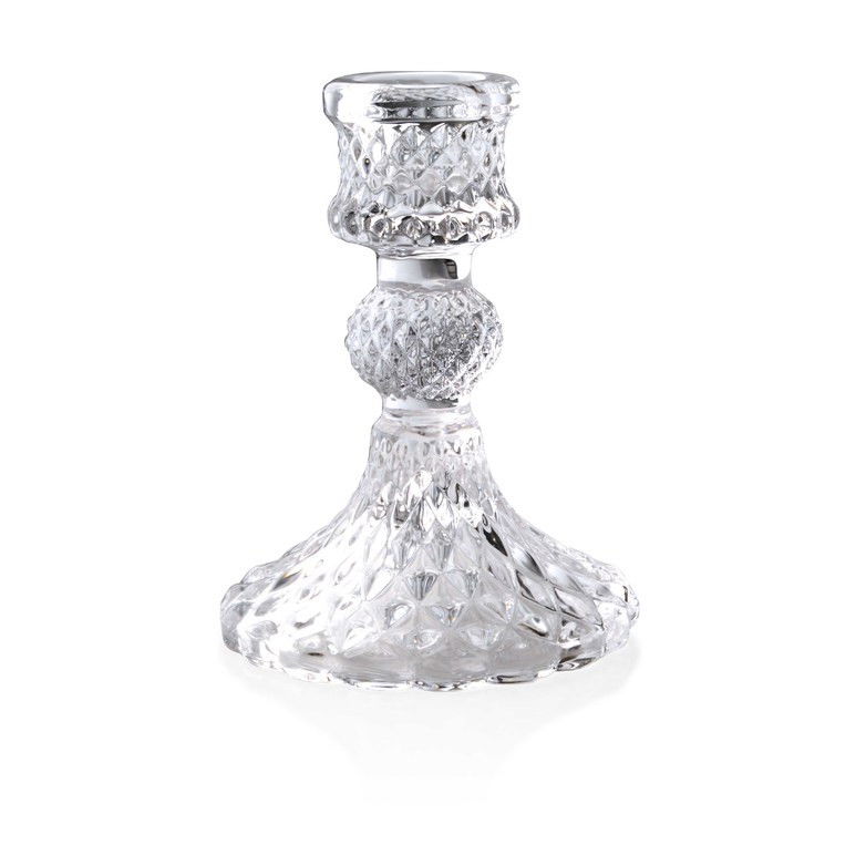 Skleněný svícen na noze CRYSTAL 10 cm