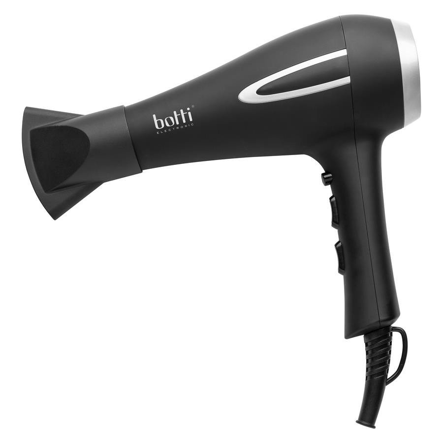 Plastový, elektrický fén na vlasy s ionizátorem a difuzérem BOTTI PROFESSIONAL ČERNÝ 2200 W