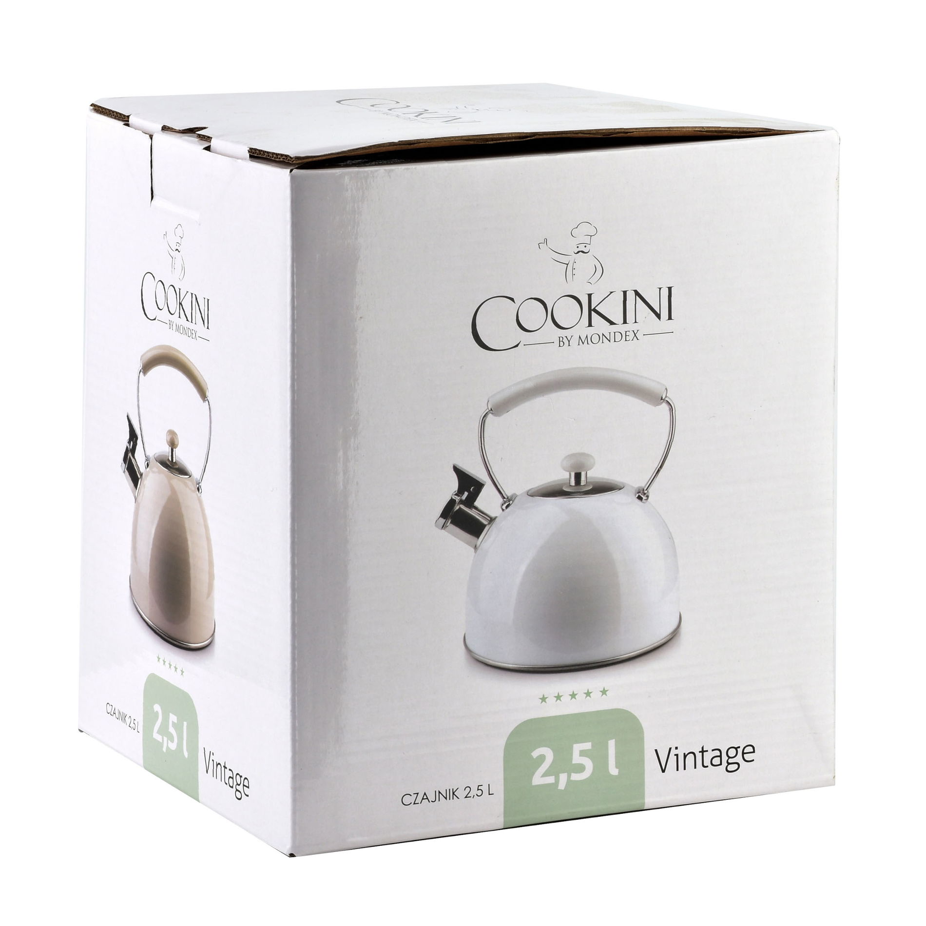 Nerezová konvice s píšťalkou COOKINI VINTAGE WHITE 2,5 l