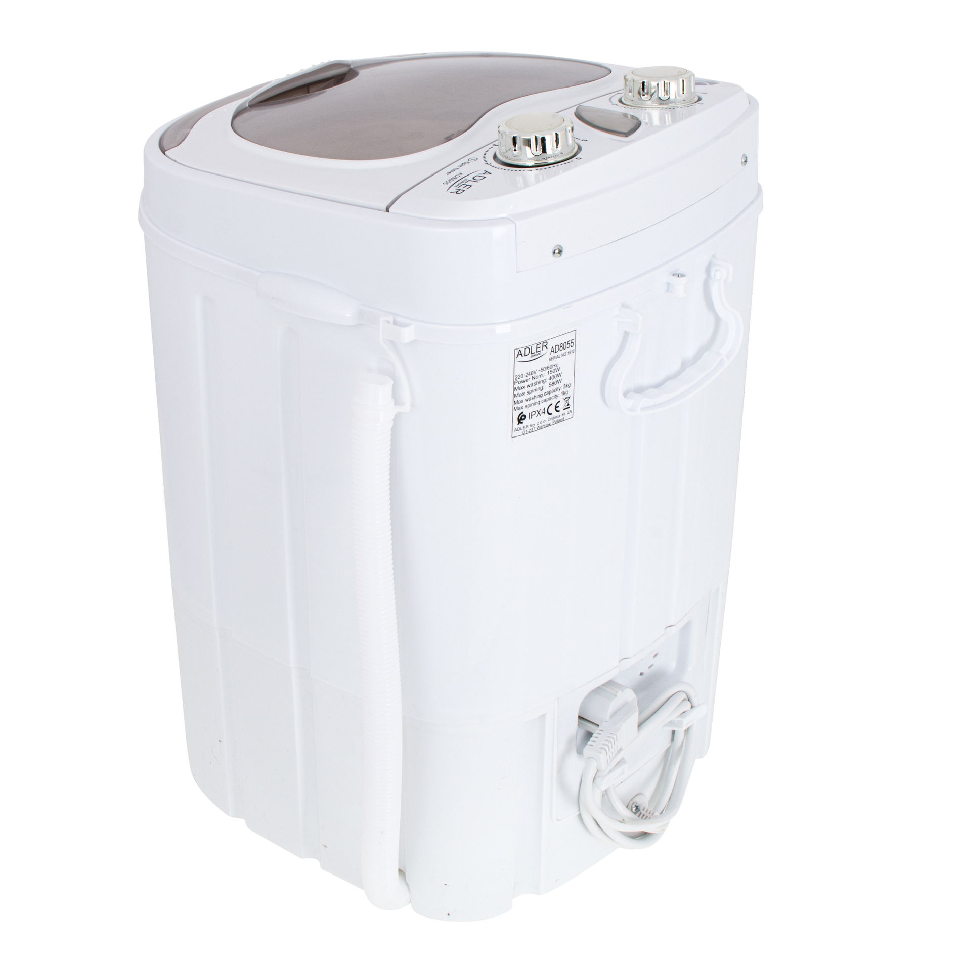 ADLER AD 8055 3 kg 400 W biela - cestovná práčka s rotáciou