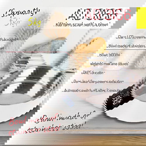 ADLER Weight - digitální (elektronická) kuchyňská váha s miskou z nerezové oceli