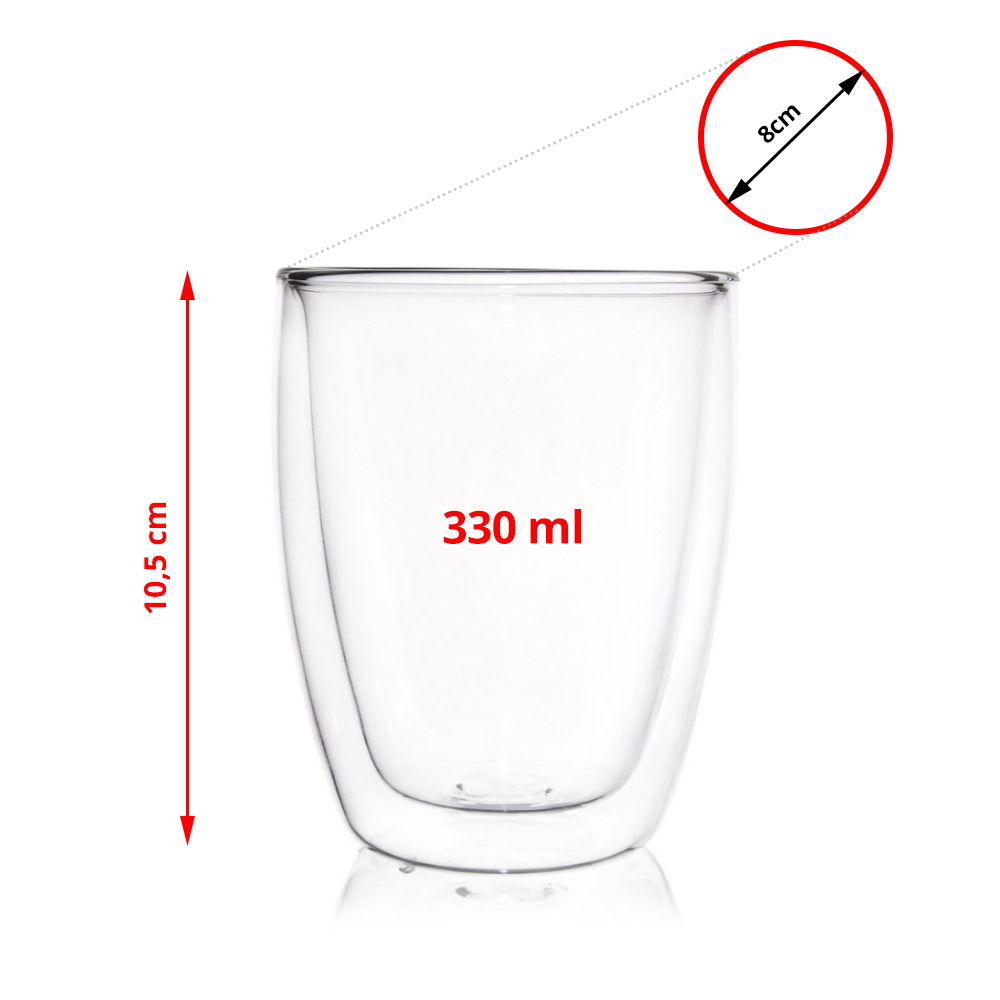 Termická sklenice na kávu a čaj s dvojitou skleněnou stěnou THERMAL CUP 330 ml