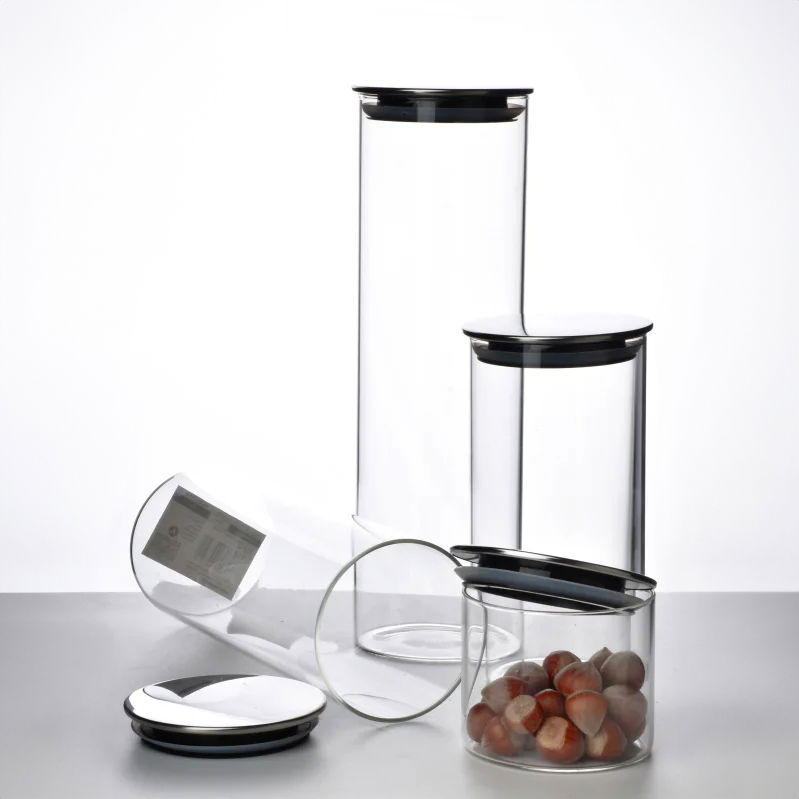 Skleněná nádoba / Skleněná nádoba na sypké produkty s víkem MODERN KITCHEN 0,7 l