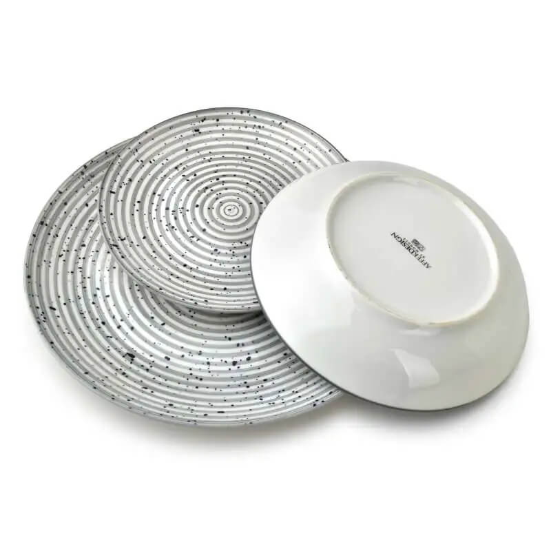 Porcelánová obedová súprava AFFEK DESIGN STRIPES GREY pre 6 osôb (18 dielov)