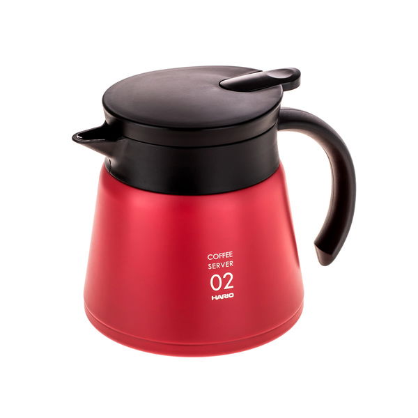 HARIO V60-02 Insulated Stainless Steel Server 0,6 l červená - konferenční nerezová termoska na čaj a kávu