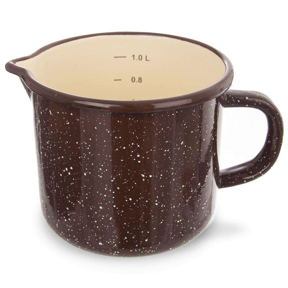 Smaltovaný hrnek s výlevkou RETRO SPOTTED BROWN 1,2 l