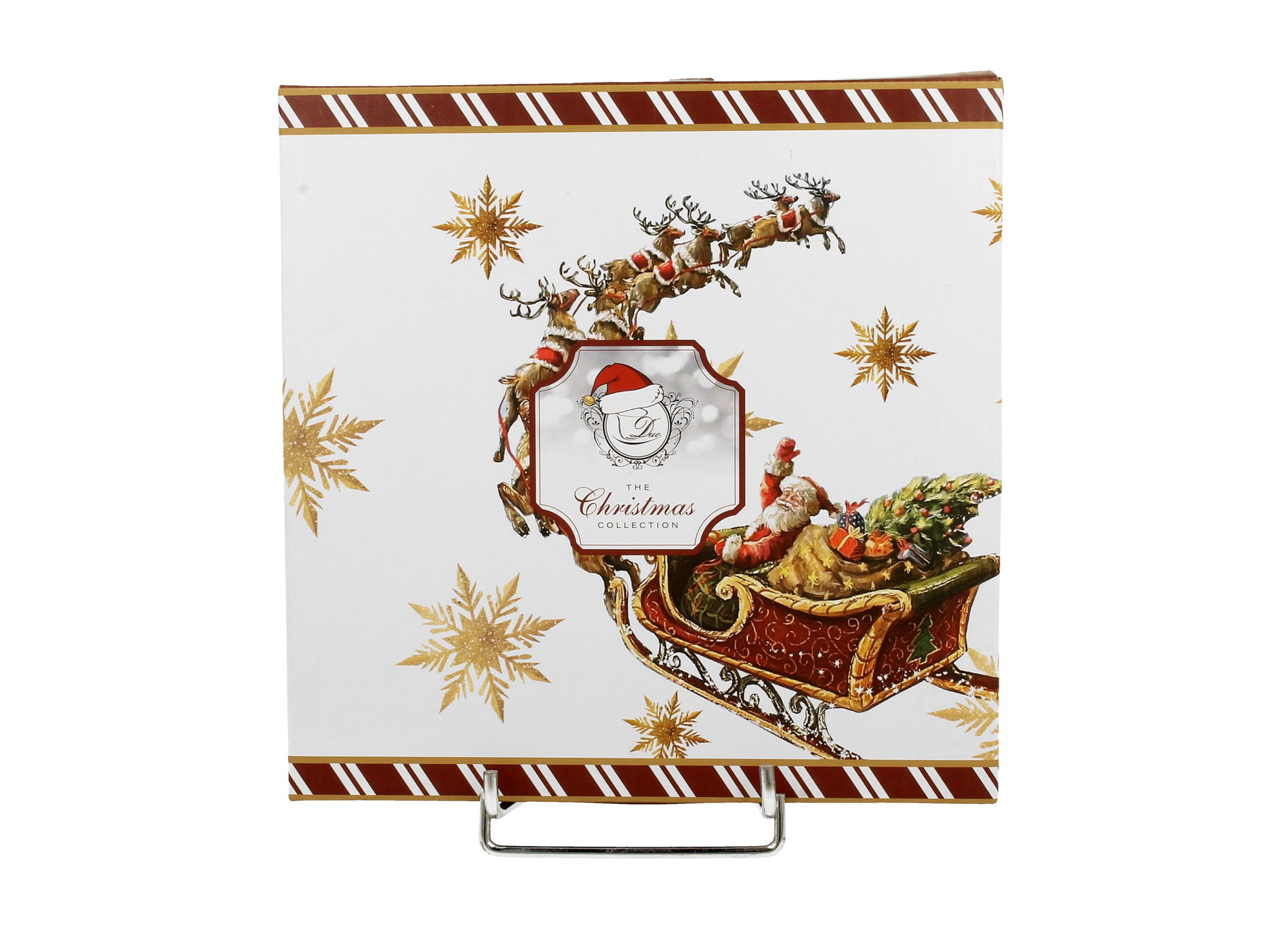 Vianočné dezertné taniere porcelánové DUO SANTA ON SLEIGH 19 cm 2 ks.