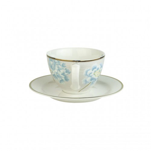 Porcelánový šálek na kávu a čaj s podšálkem LAURA ASHLEY HERITAGE COBBLESTONE bílý 250 ml