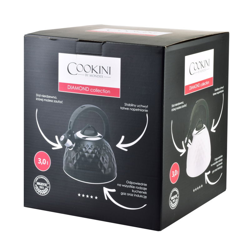 Konvice z nerezové oceli s píšťalkou COOKINI DIAMOND 3 l