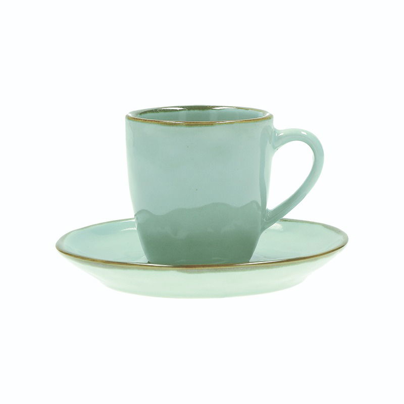 Filiżanki do espresso kamionkowe ze spodkami ROSE TULIPANI CONCERTO VERDE ACQUA 90 ml 6 szt.