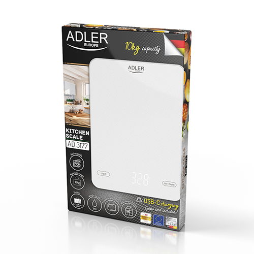 ADLER - skleněná elektronická kuchyňská váha