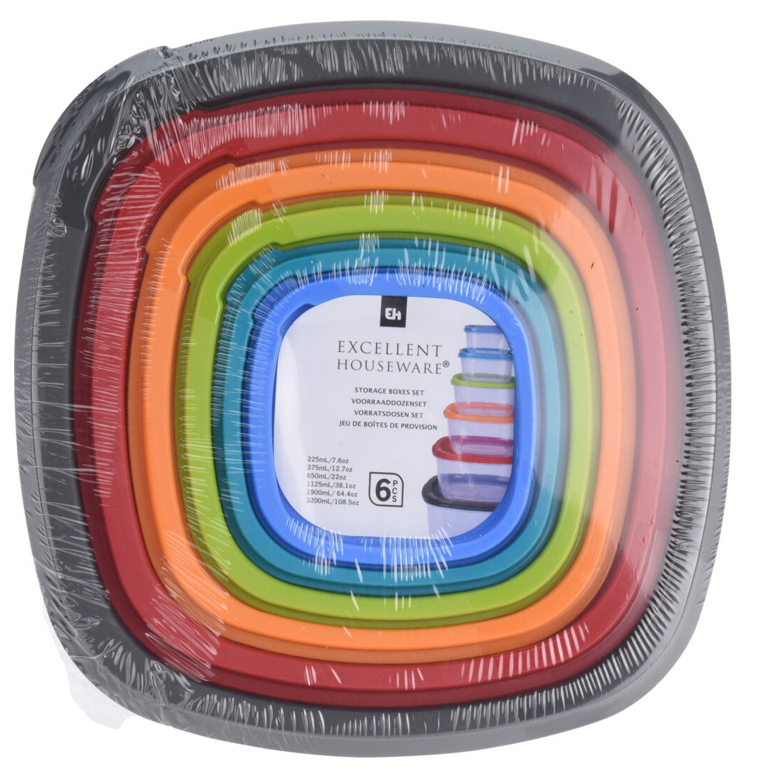 Sada plastových nádob na jedlo EXCELLENT HOUSEWARE 6 ks.