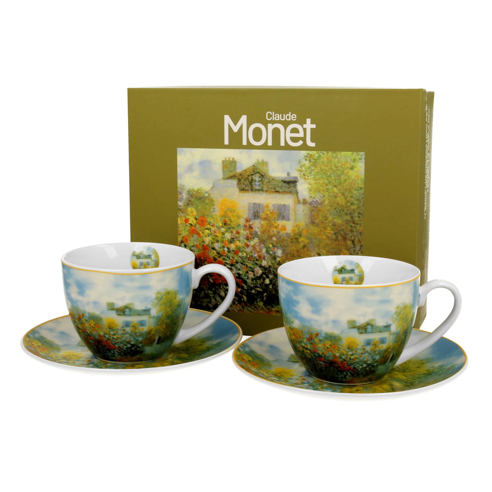 Porcelánové šálky s tanierikmi DUO ART GALLERY THE GARDEN AT ARGENTEUIL BY C. MONET 270 ml 2 ks