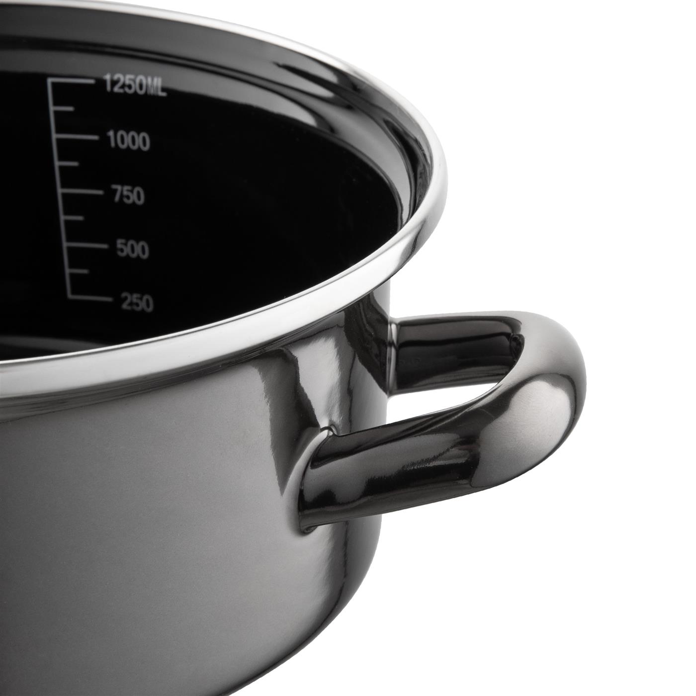 Smaltovaný hrnec s poklicí EMALIA POLSKA PLESZEW METALICO NISKI 1,4 l