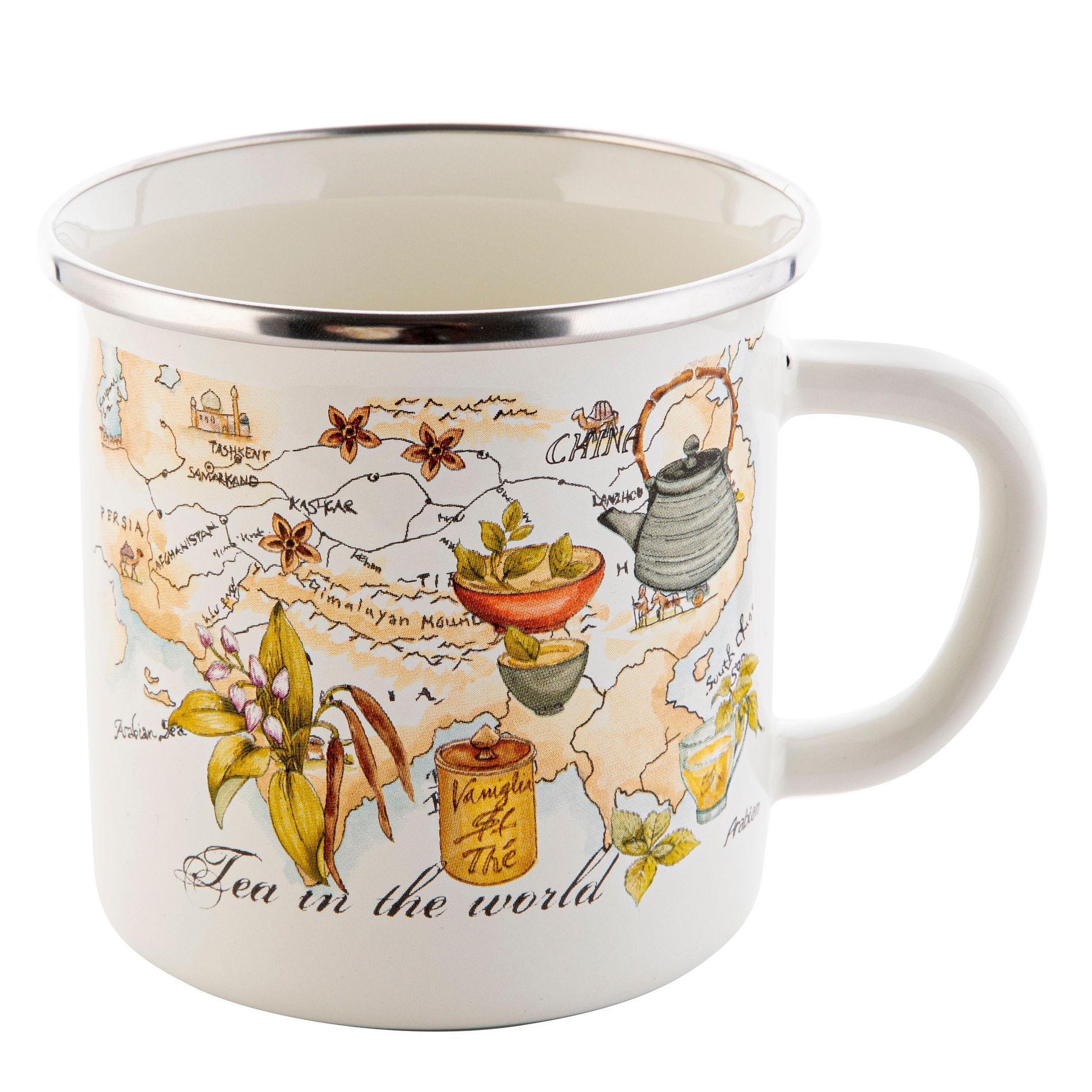 EMALIA POLSKA PLESZEW Tea Time 0,55 l krémový - smaltovaný hrnček