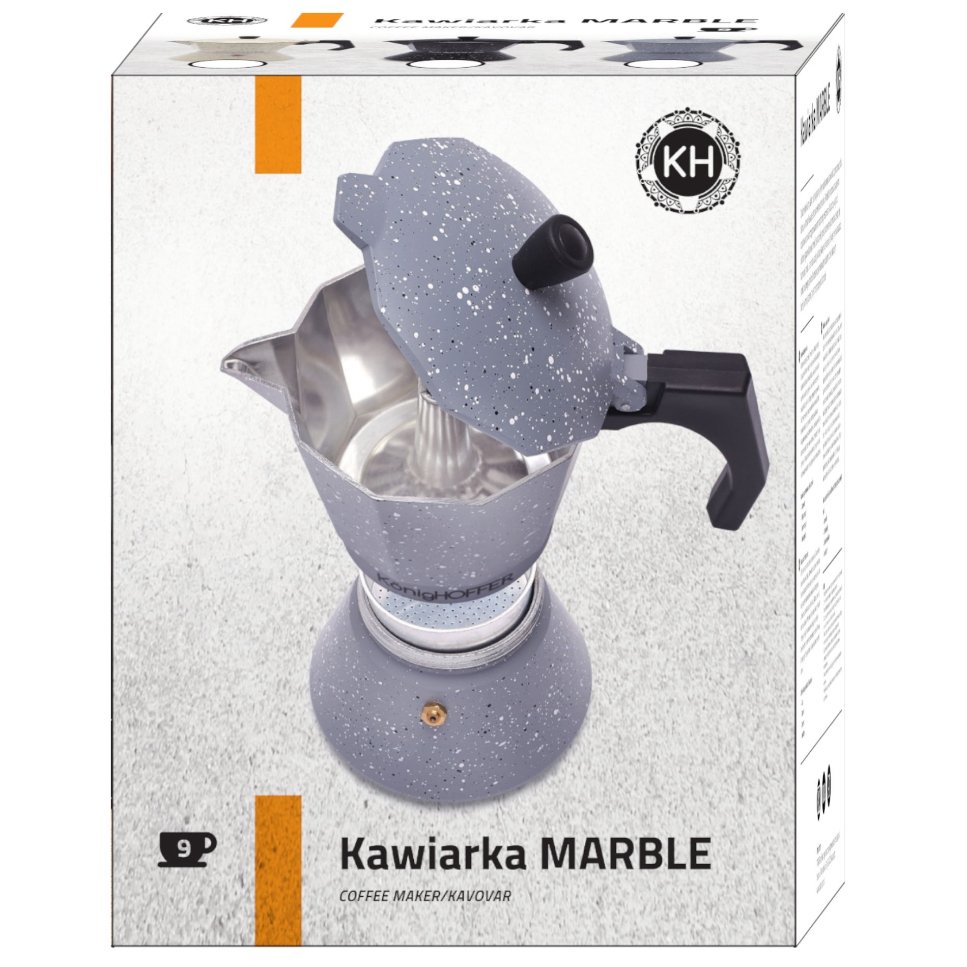 KONIGHOFFER GREY STONE MARBLE hliníkový tlakový kávovar na 9 šálků espressa (9 tz)