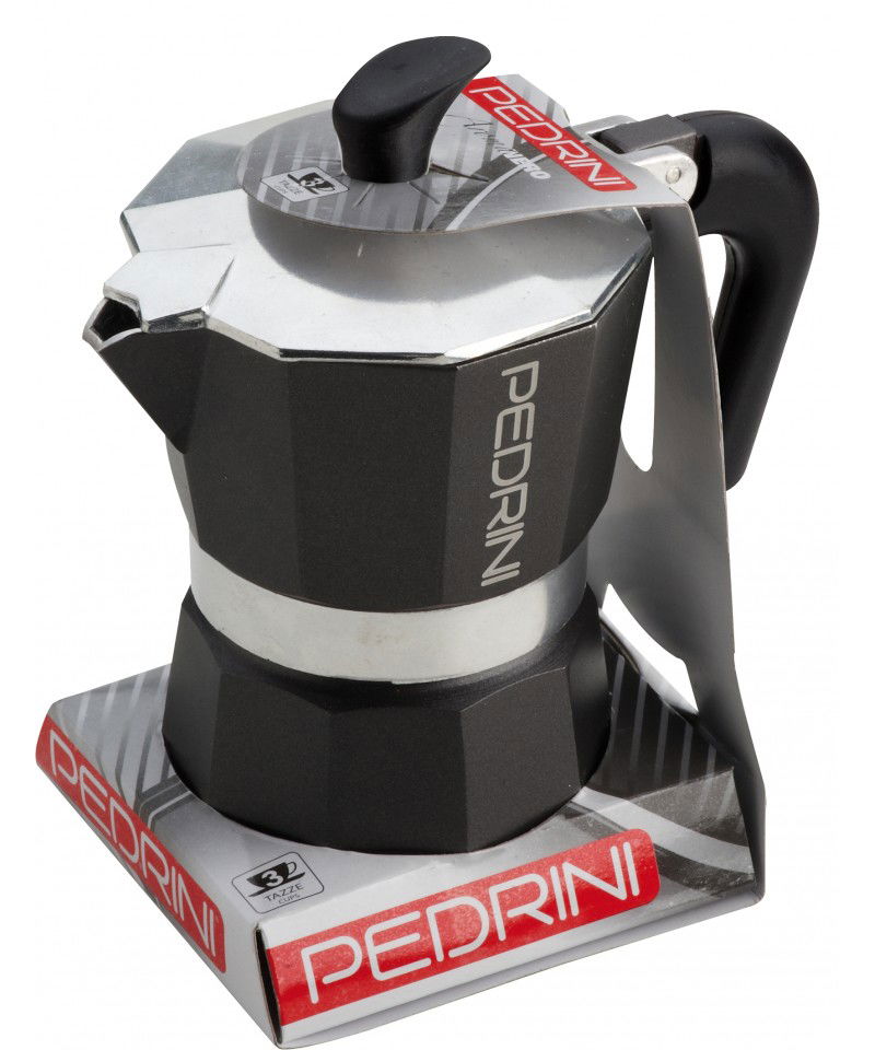 PEDRINI Aroma Color na1 filiżankę espresso (1 tz) ciemnoszara - kawiarka aluminiowa ciśnieniowa
