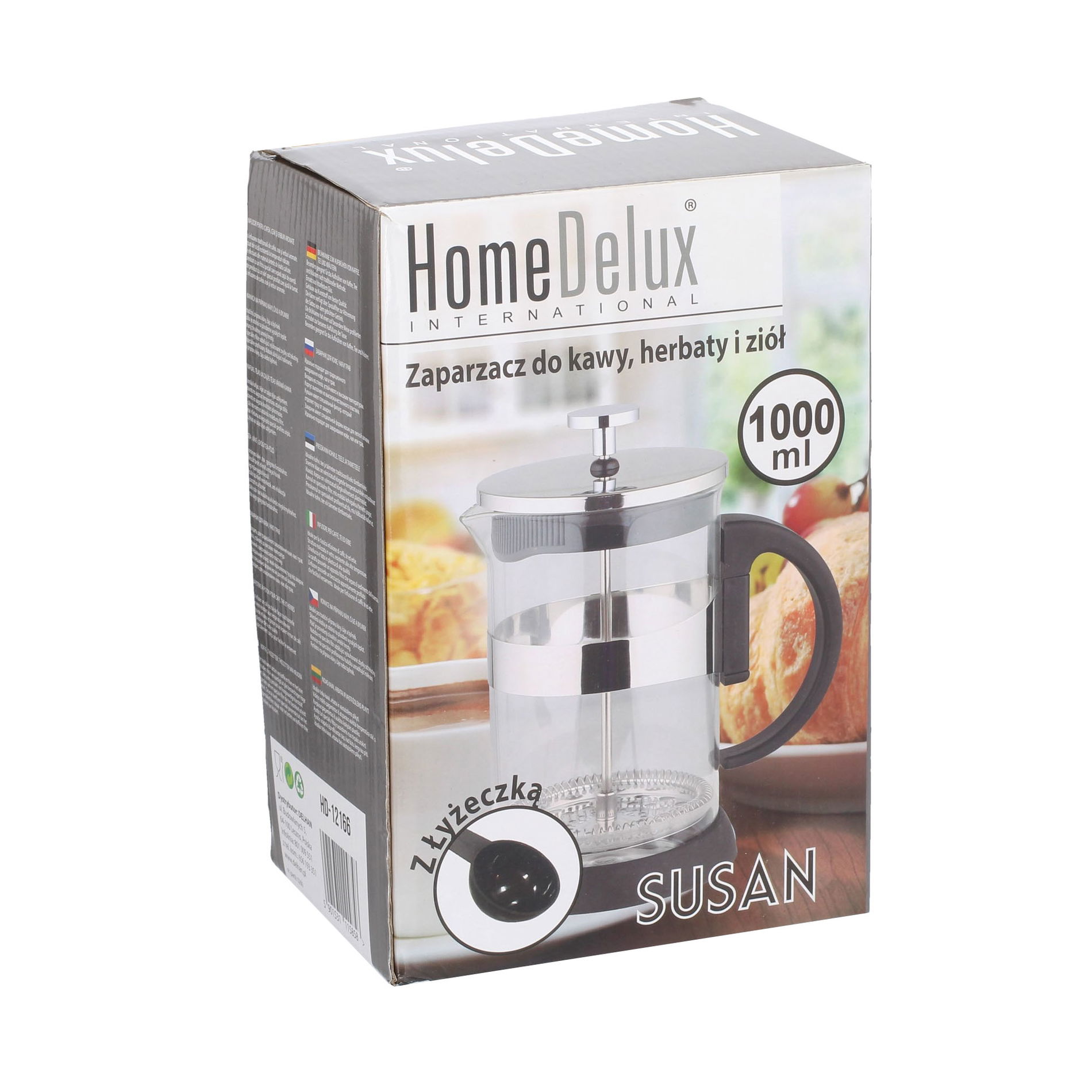 French press - skleněná konvice na čaj a kávu HOME DELUX SUSAN 1 l