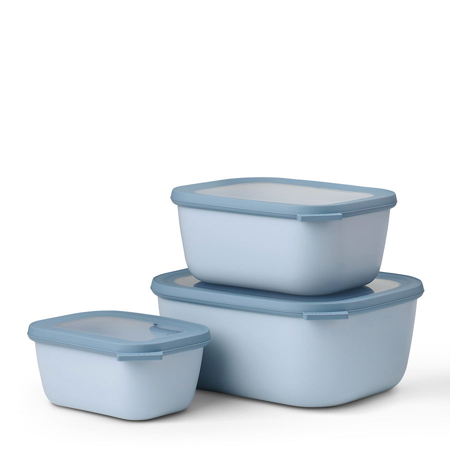 MEPAL Cirqula Oblong Nordic Blue 6 ks modré - plastové kuchyňské misky s víčkem