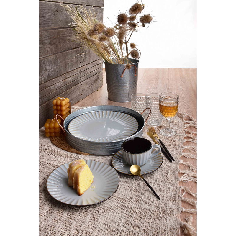 Talerz deserowy ceramiczny AFFEK DESIGN EVIE GREY 20 cm