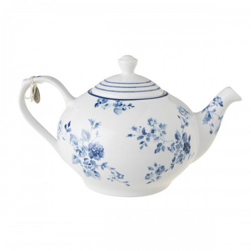 Porcelánová konvice na čaj a kávu LAURA ASHLEY CHINA ROSE bílá 1,5 l