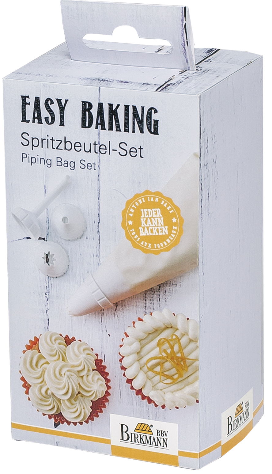 Plastový cukrársky rukáv s 5 koncovkami BIRKMANN EASY BAKING BIELY 34 cm