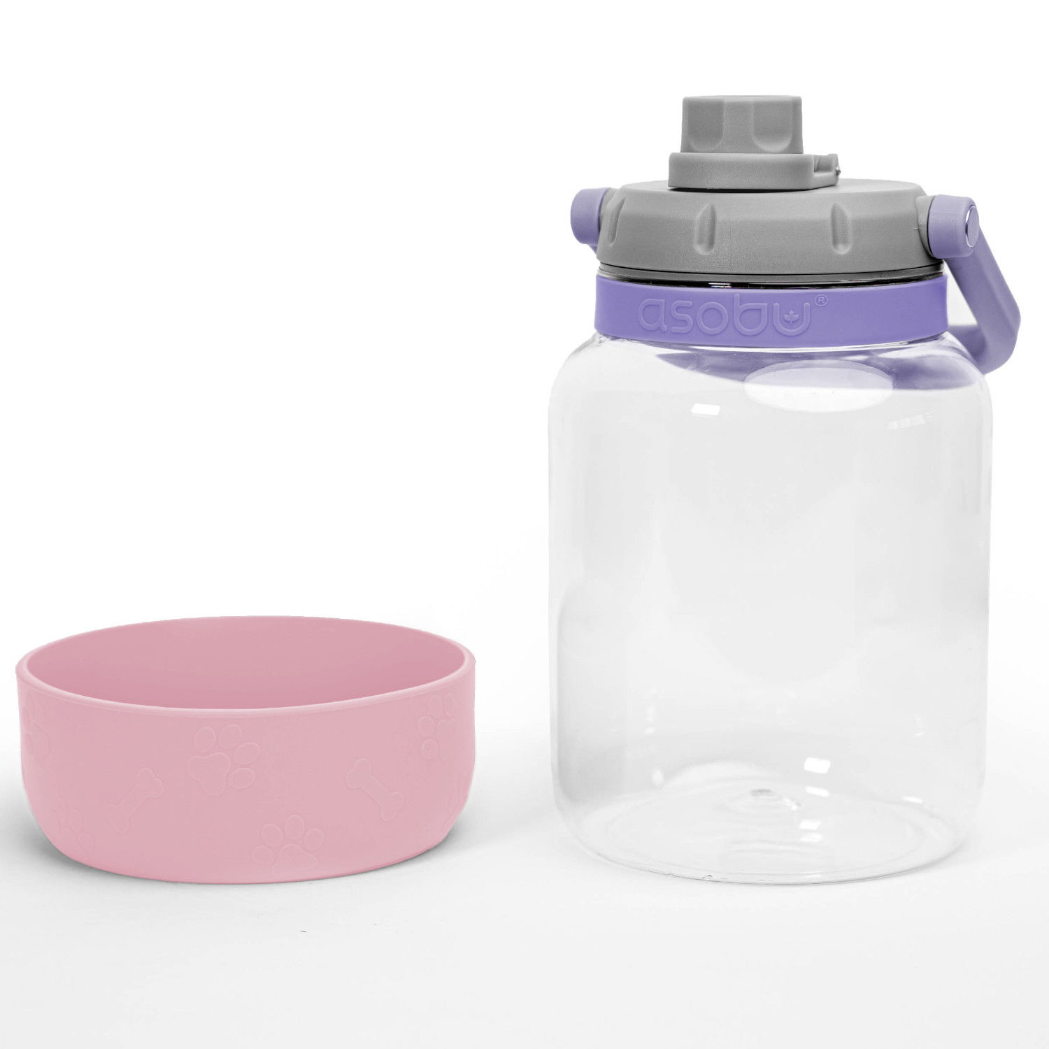 ASOBU Barkley Pink 1,48 l - tritanová vodní láhev s miskou pro psa