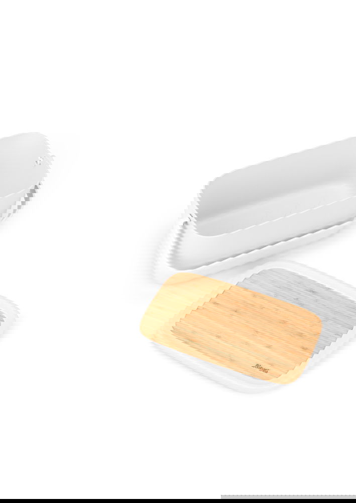 BRABANTIA Nic Chlebník 39,5 x 25,5 cm sivý - plastový chlebník s doskou na krájanie