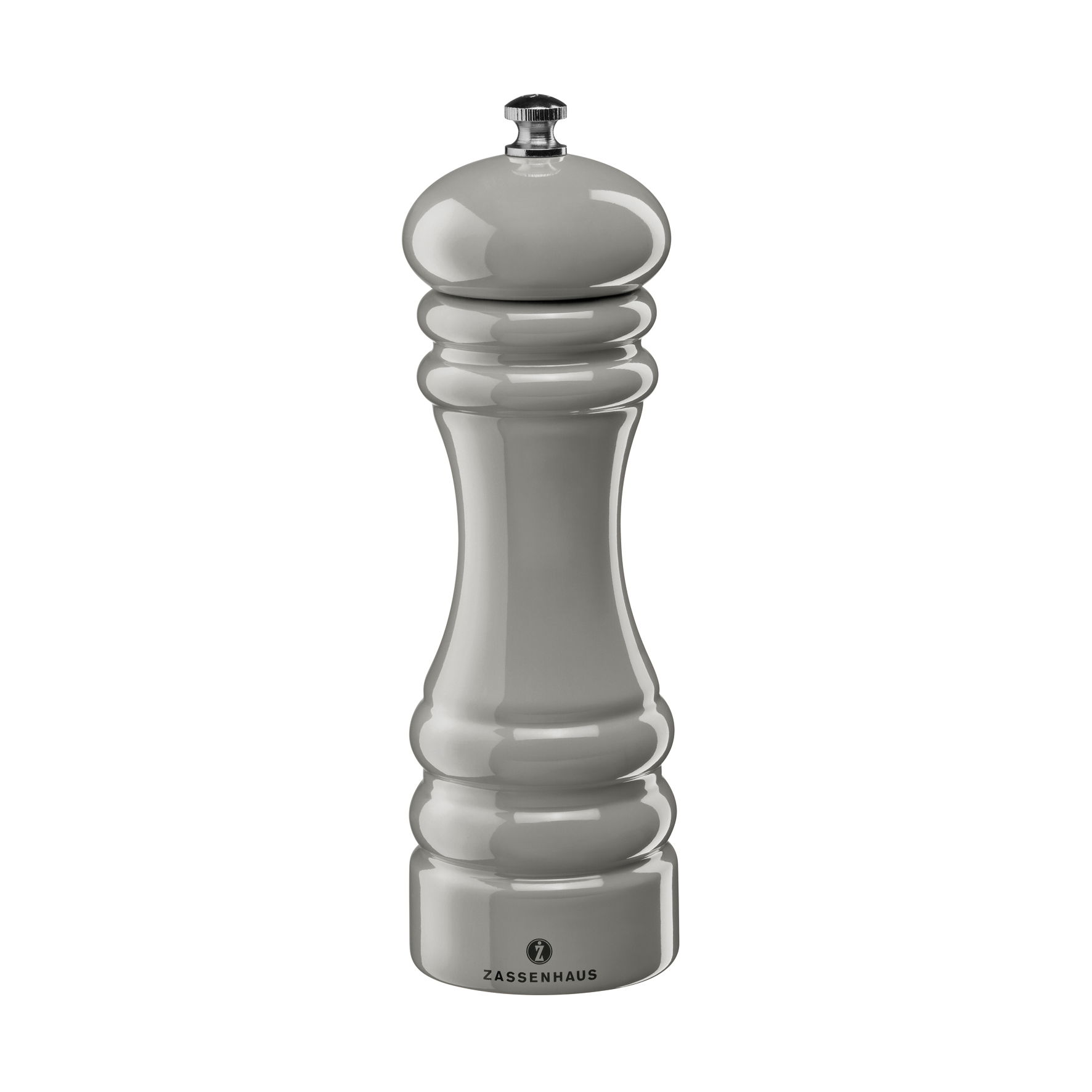 ZASSENHAUS Berlin 18 cm sivý - drevený ručný mlynček na soľ