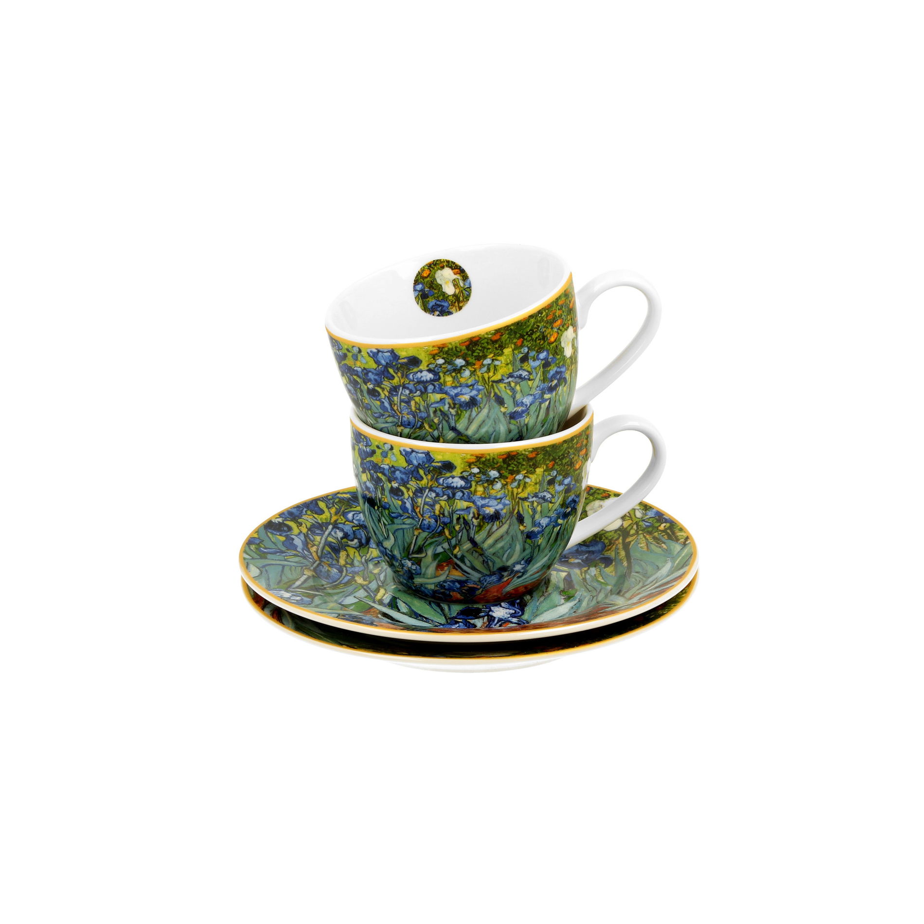 Porcelánové šálky na espresso s podšálky DUO ART GALLERY IRISES BY V. VAN GOGH 110 ml 2 ks
