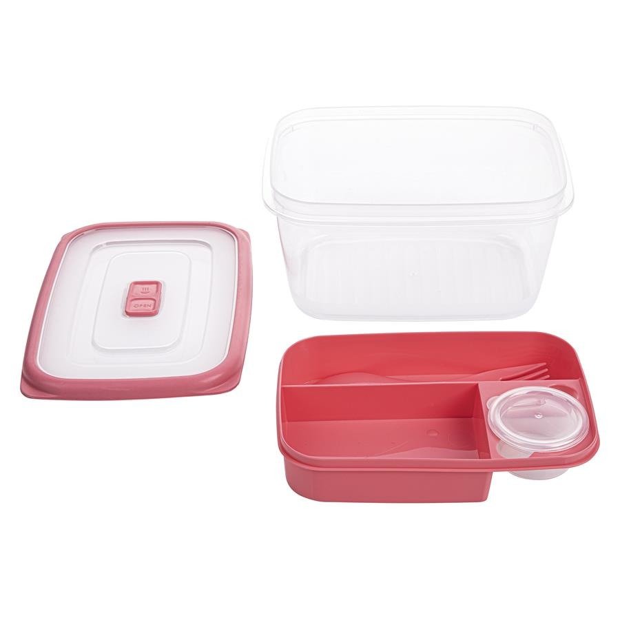 Box na oběd / dvoukomorový plastový box na snídani ACTIVE RED 1,7 l