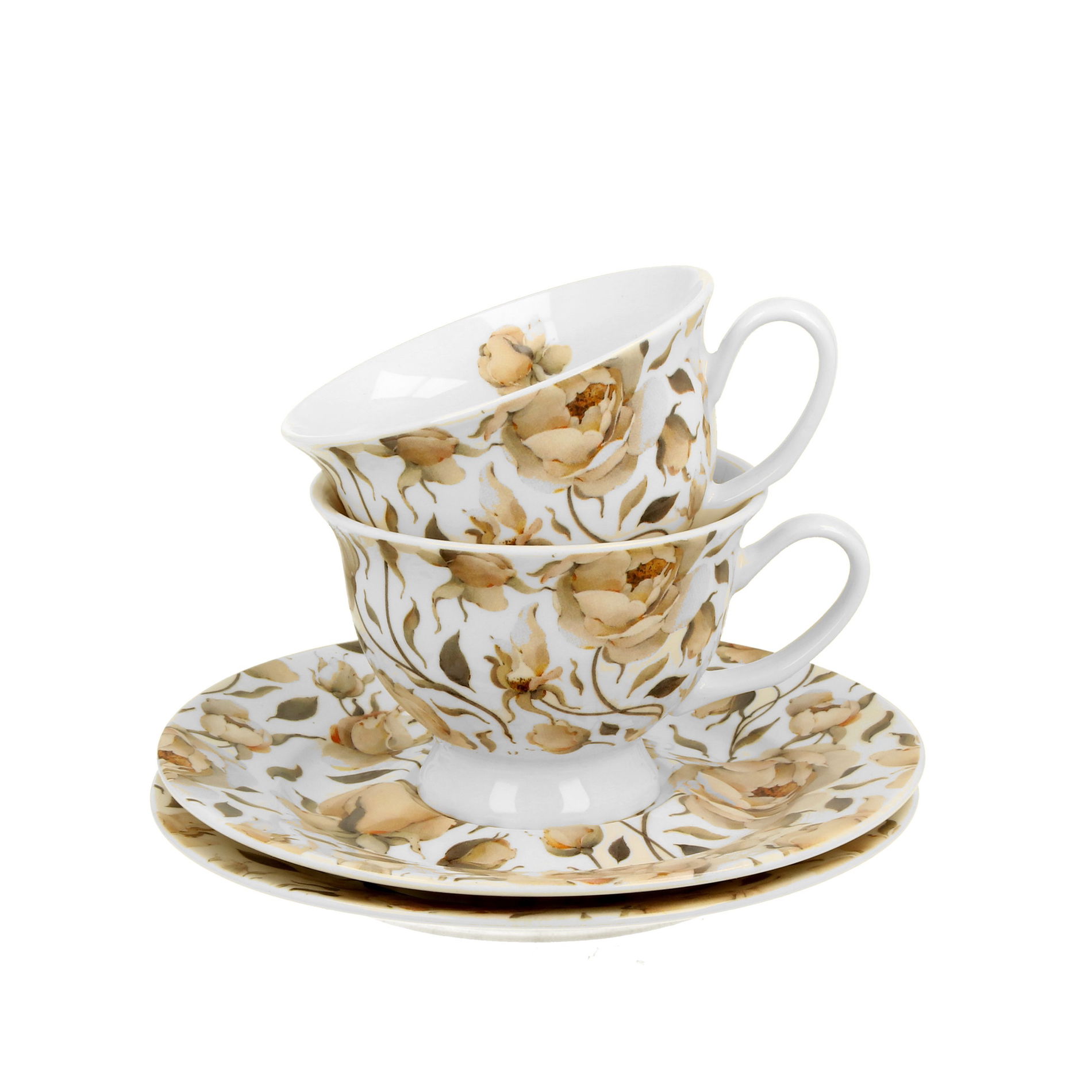 Porcelánové šálky na espresso s podšálky DUO FLORAL EXCLUSIVE ENGLISH ROSES 100 ml 2 ks.