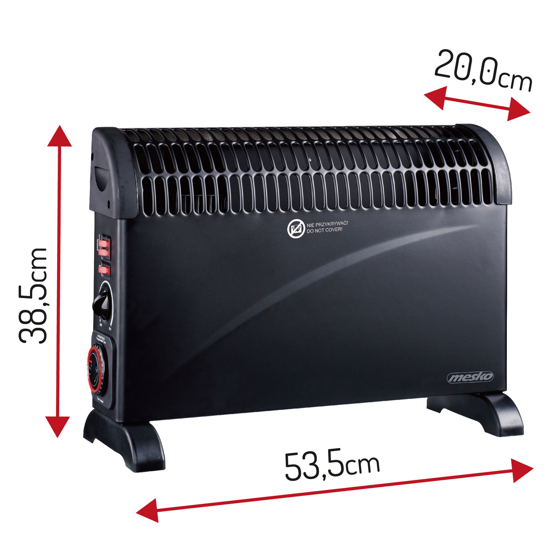 Konvektor / elektrický radiátor MESKO MS 7741b 2000 W ČIERNY